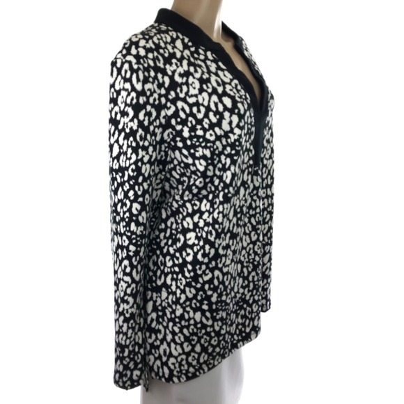 Jules & Leopold Top Blouse Size 3X Black & White Long Sleeves Polyester/Spandex - Picture 3 of 5